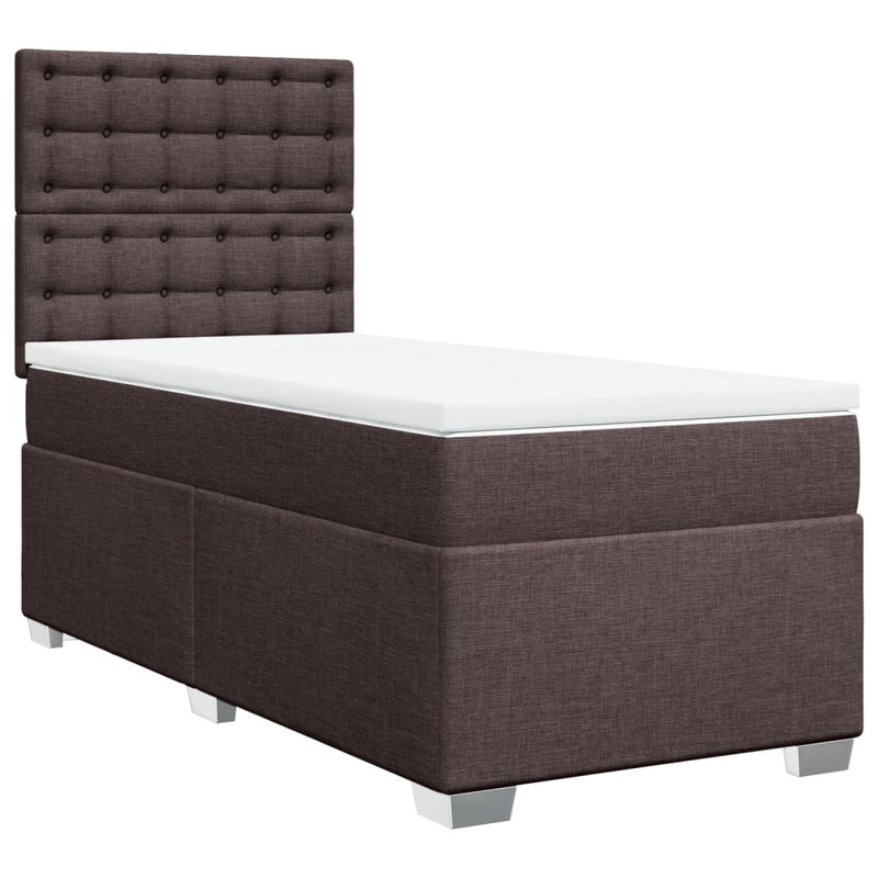 Pat box spring cu saltea, maro închis, 80x200 cm, textil