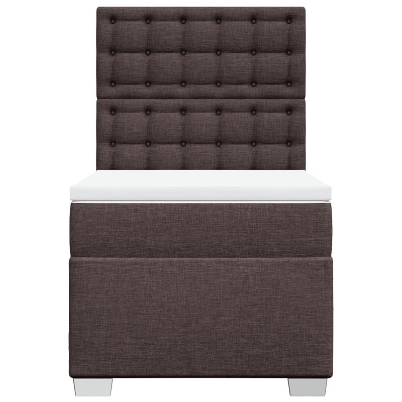 Pat box spring cu saltea, maro închis, 80x200 cm, textil