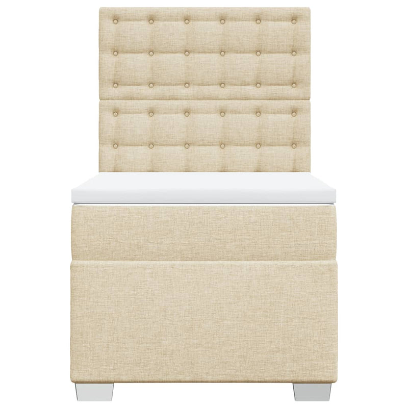 Pat box spring cu saltea, crem, 80x200 cm, textil