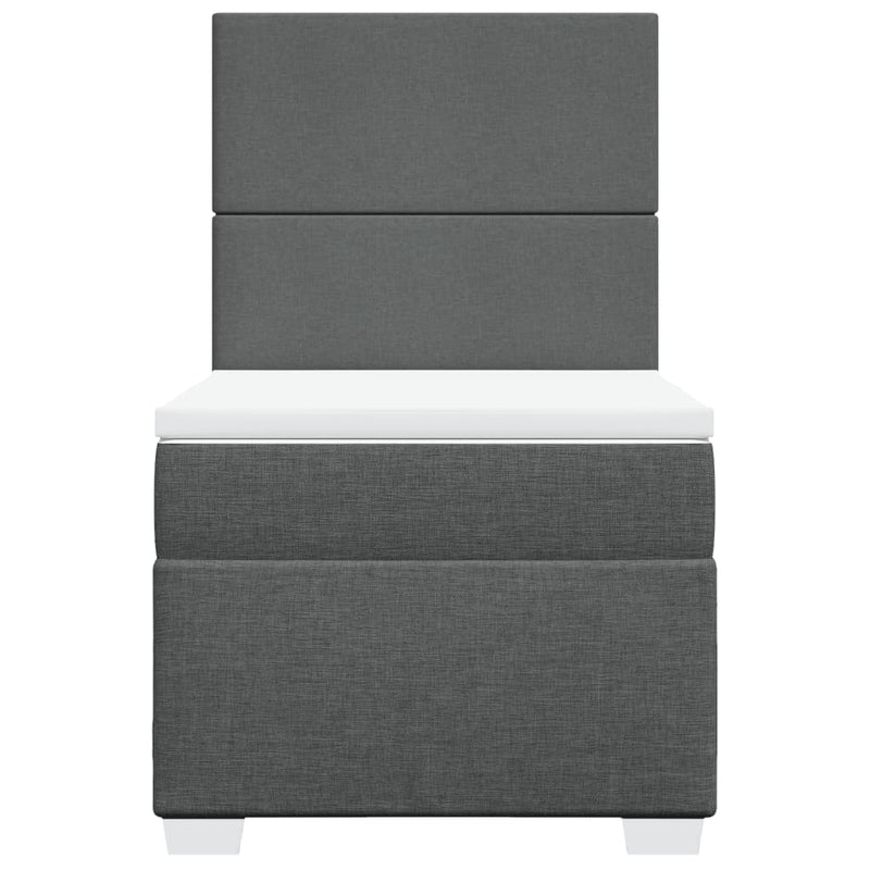 Pat box spring cu saltea, gri închis, 90x190 cm, textil