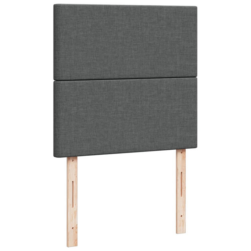 Pat box spring cu saltea, gri închis, 90x190 cm, textil