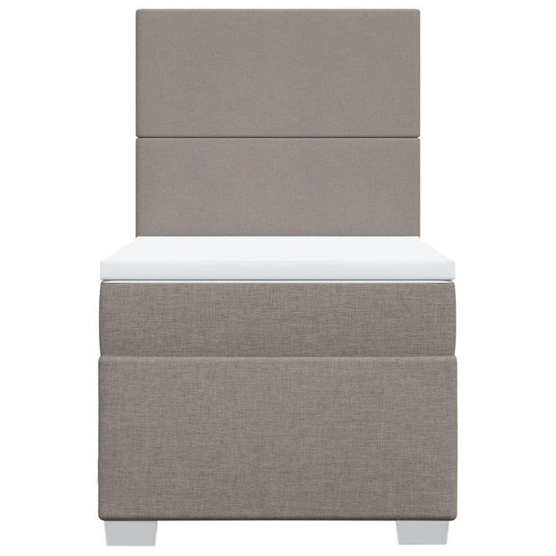 Pat box spring cu saltea, gri taupe, 90x190 cm, textil