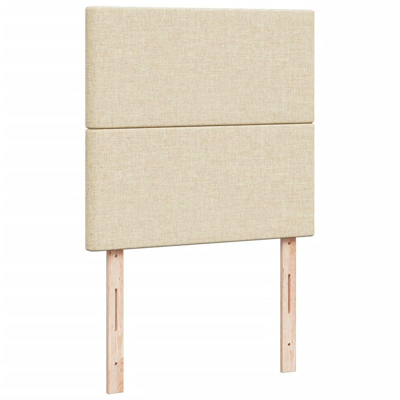 Pat box spring cu saltea, crem, 90x190 cm, textil