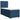 Pat box spring cu saltea, albastru, 90x190 cm, textil