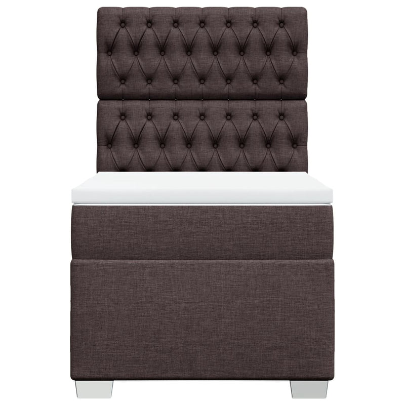 Pat box spring cu saltea, maro închis, 90x190 cm, textil