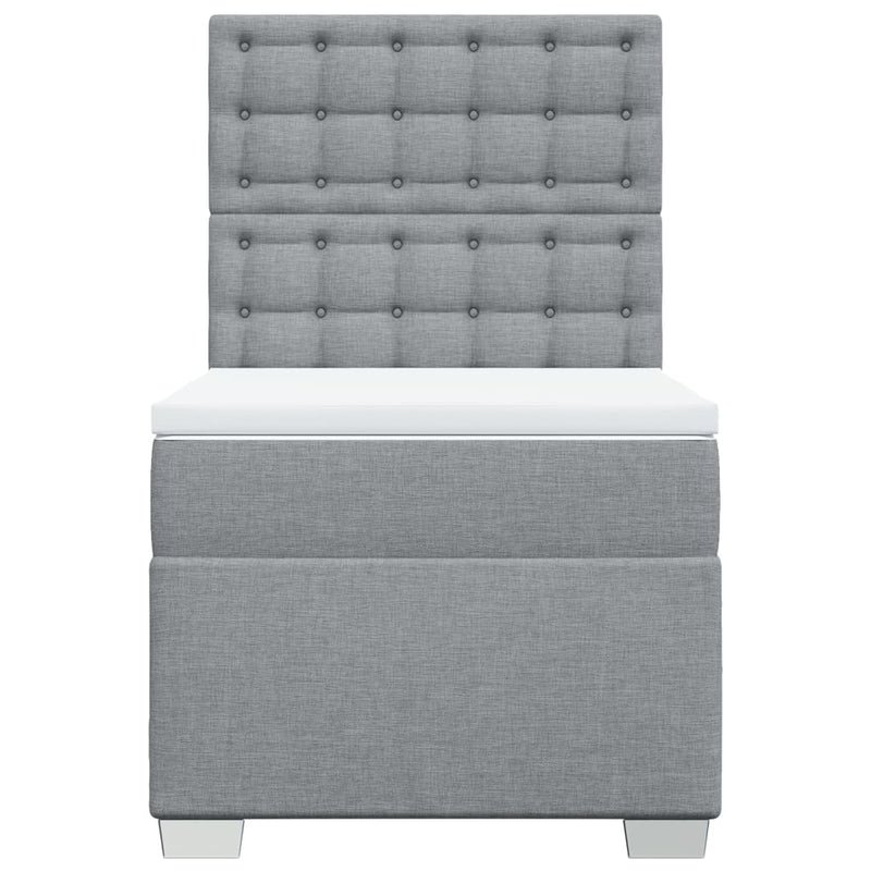 Pat box spring cu saltea, gri deschis, 90x190 cm, textil