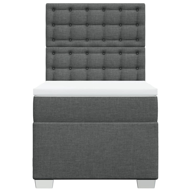 Pat box spring cu saltea, gri închis, 90x190 cm, textil