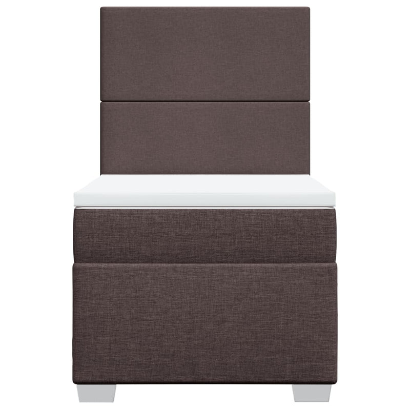 Pat box spring cu saltea, maro închis, 90x200 cm, textil
