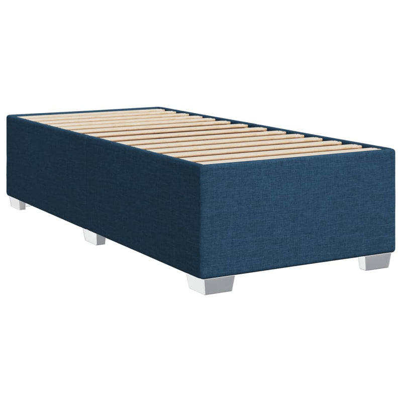 Pat box spring cu saltea, albastru, 90x200 cm, textil