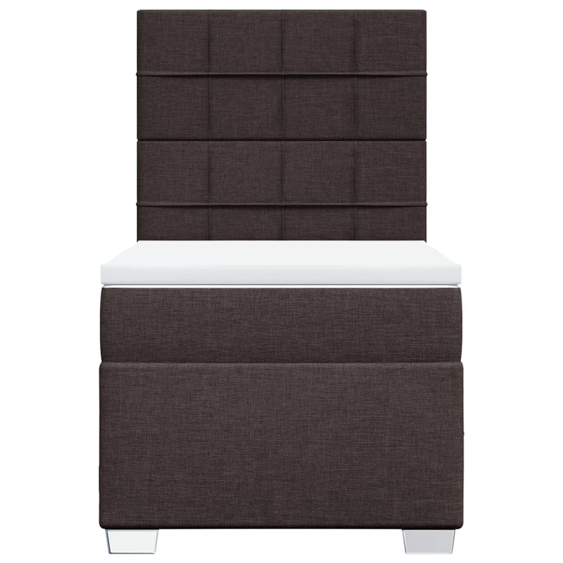 Pat box spring cu saltea, maro închis, 90x200 cm, textil