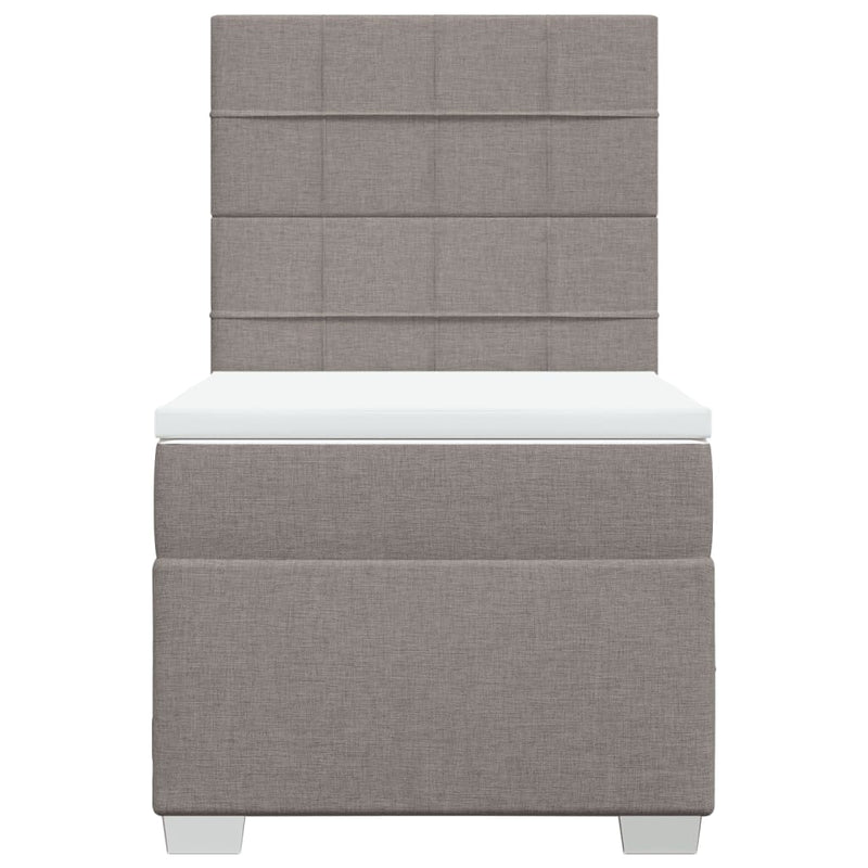 Pat box spring cu saltea, gri taupe, 90x200 cm, textil
