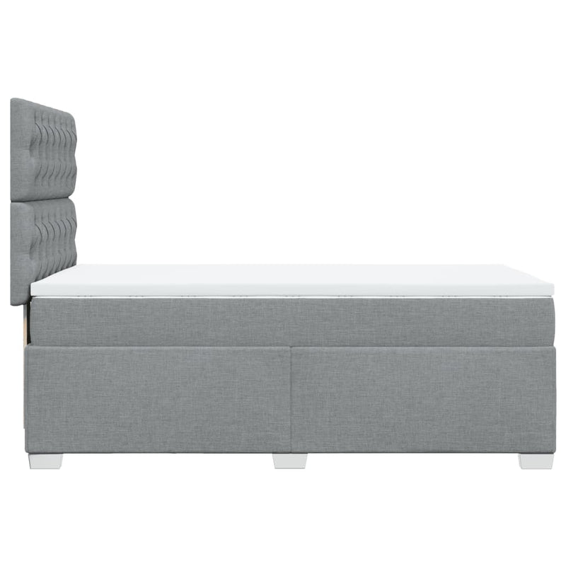 Pat box spring cu saltea, gri deschis, 90x200 cm, textil