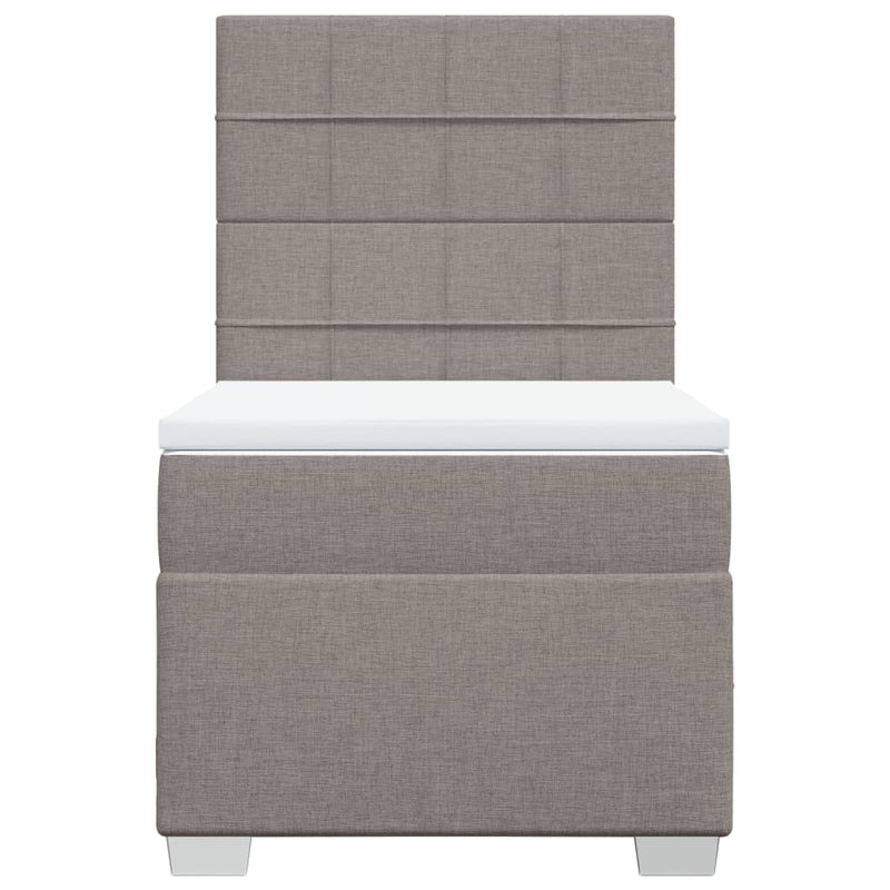 Pat box spring cu saltea, gri taupe, 100x200 cm, textil