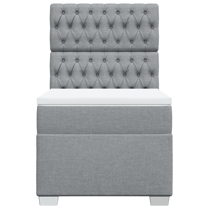 Pat box spring cu saltea, gri deschis, 100x200 cm, textil