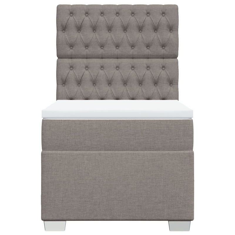 Pat box spring cu saltea, gri taupe, 100x200 cm, textil