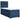 Pat box spring cu saltea, albastru, 100x200 cm, textil