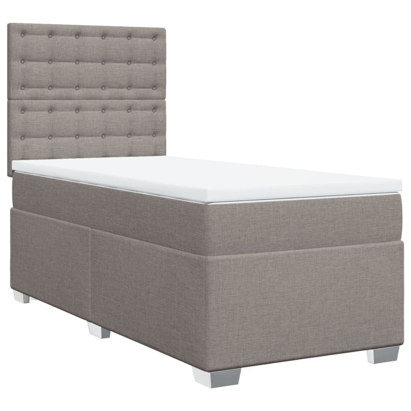 Pat box spring cu saltea, gri taupe, 100x200 cm, textil