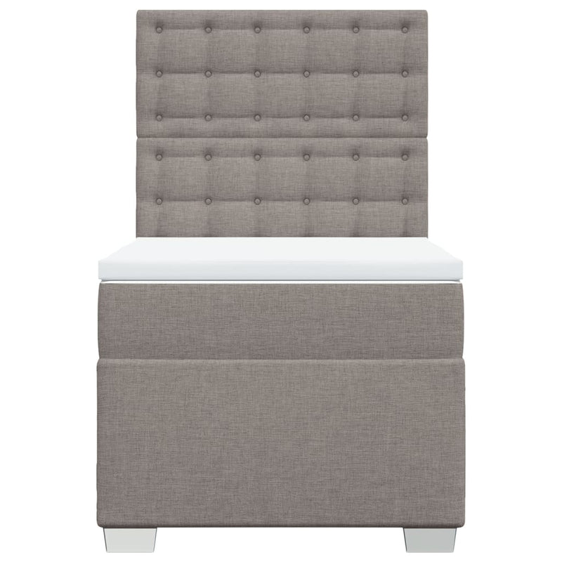 Pat box spring cu saltea, gri taupe, 100x200 cm, textil