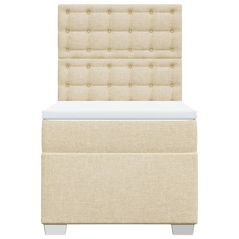 Pat box spring cu saltea, crem, 100x200 cm, textil