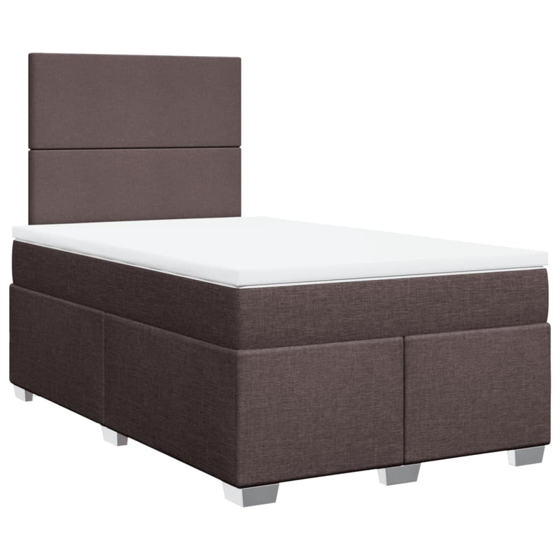 Pat box spring cu saltea, maro închis, 120x190 cm, textil