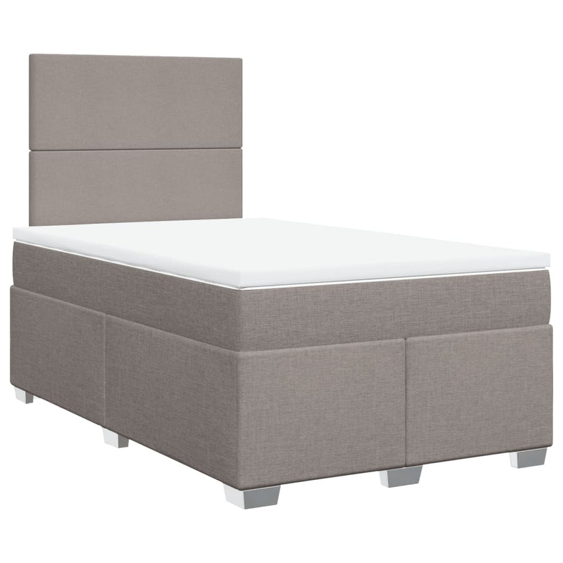 Pat box spring cu saltea, taupe, 120x190 cm material textil