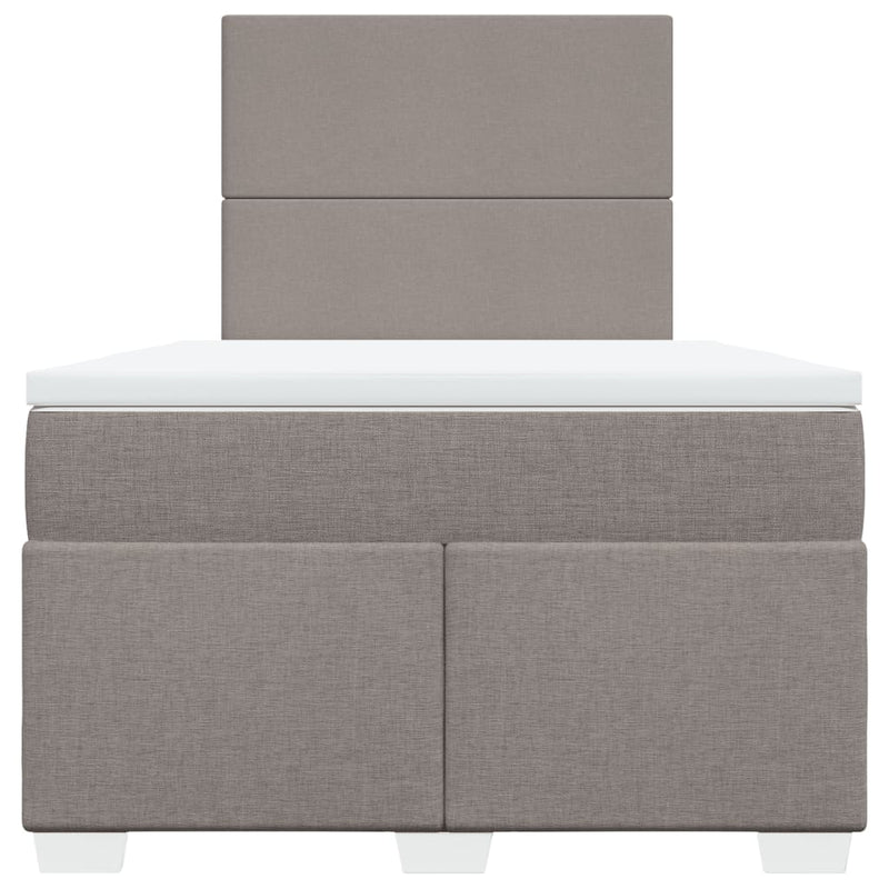 Pat box spring cu saltea, taupe, 120x190 cm material textil