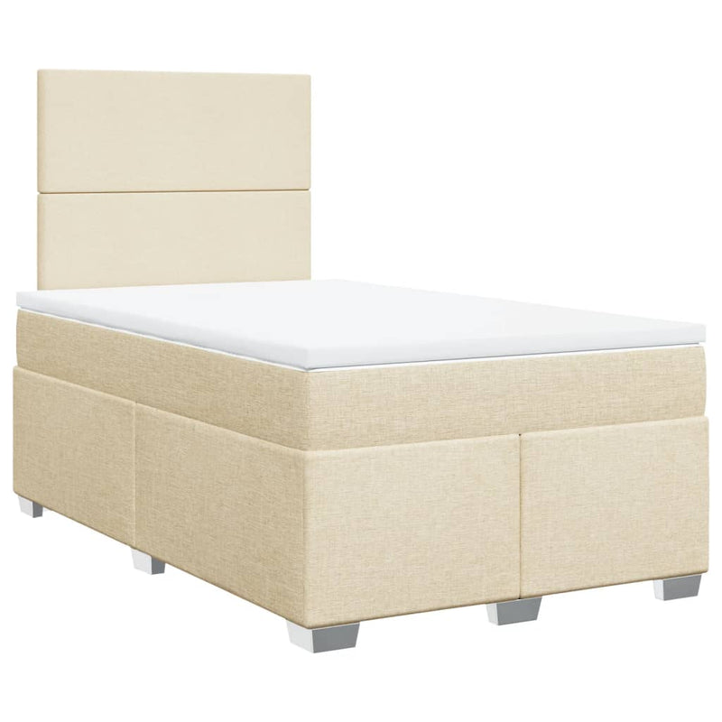 Pat continental cu saltea, crem, 120x190 cm, textil