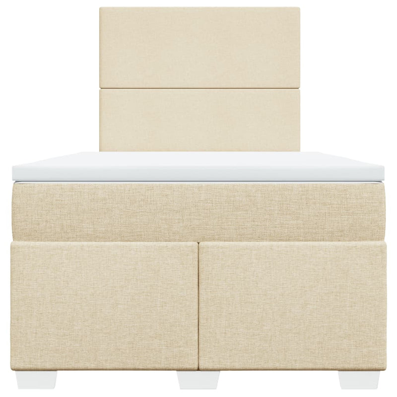 Pat continental cu saltea, crem, 120x190 cm, textil