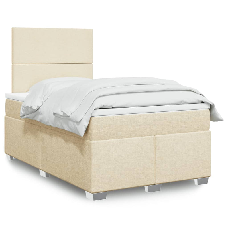 Pat continental cu saltea, crem, 120x190 cm, textil