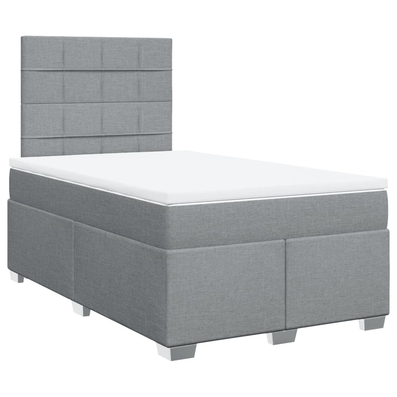 Pat box spring cu saltea, gri deschis, 120x190 cm, textil