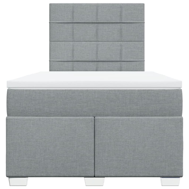 Pat box spring cu saltea, gri deschis, 120x190 cm, textil