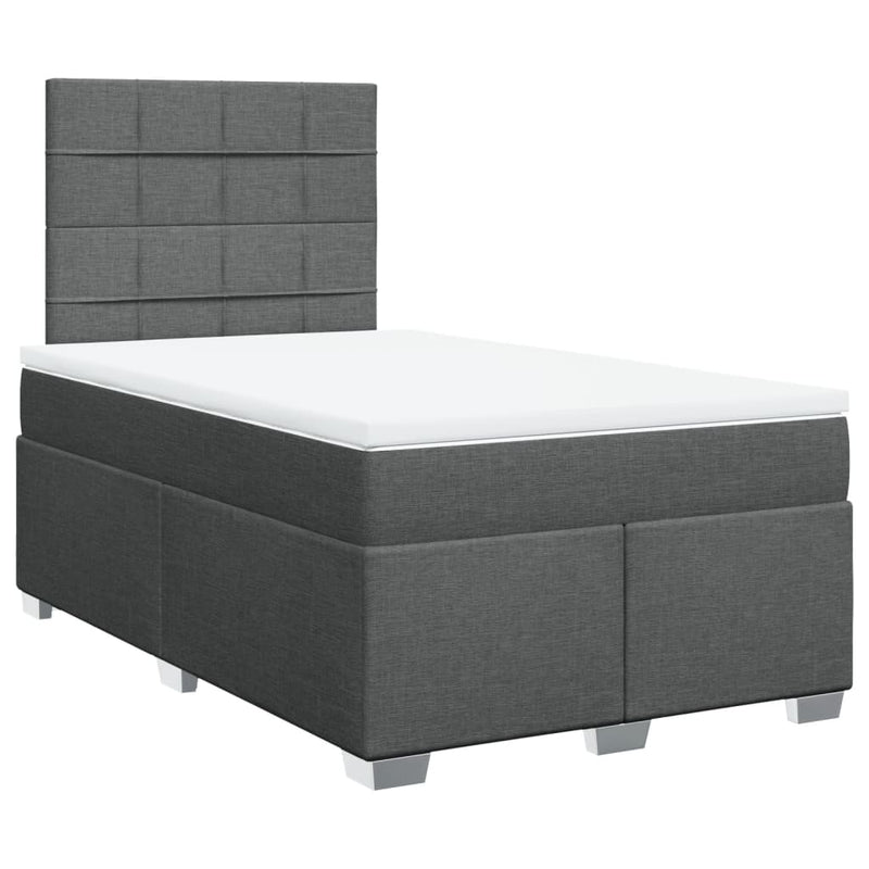 Pat box spring cu saltea, gri închis, 120x190 cm, textil