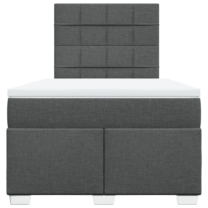 Pat box spring cu saltea, gri închis, 120x190 cm, textil