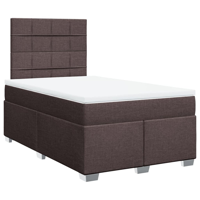 Pat box spring cu saltea, maro închis, 120x190 cm, textil