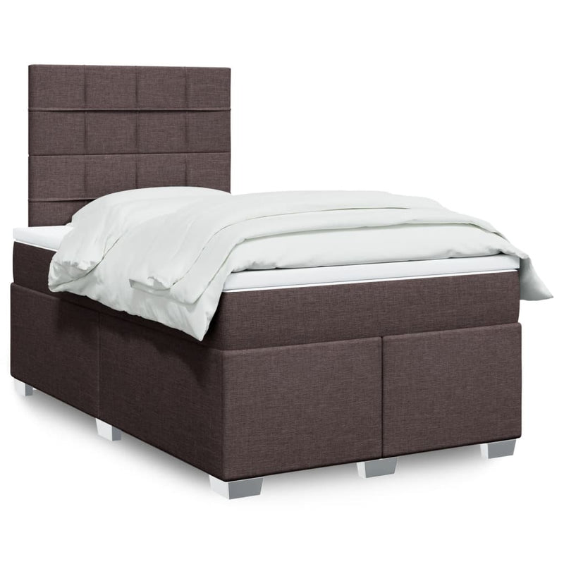 Pat box spring cu saltea, maro închis, 120x190 cm, textil