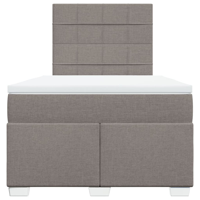 Pat box spring cu saltea, taupe, 120x190 cm material textil