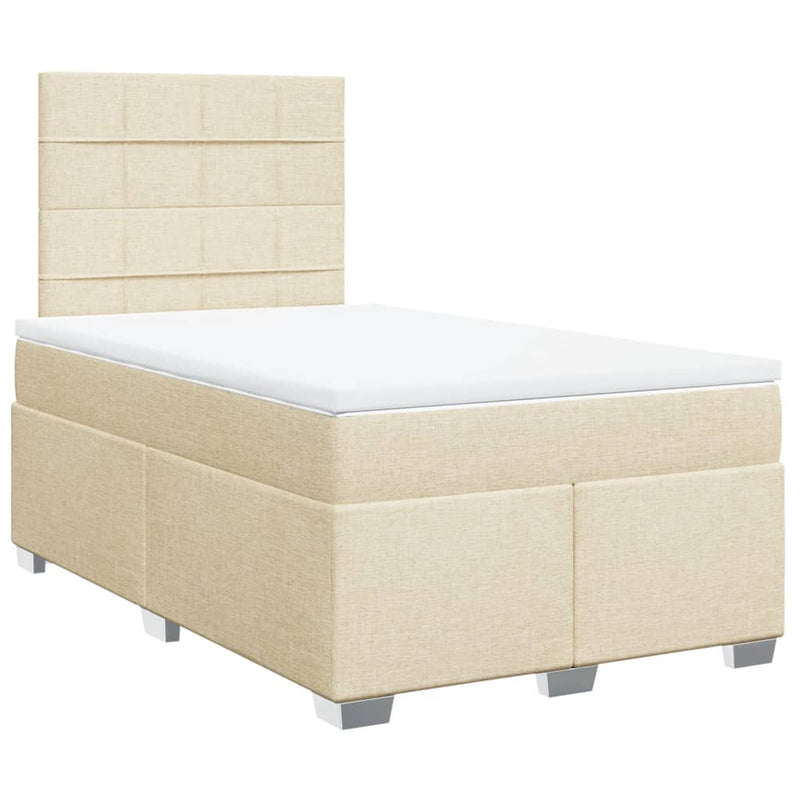 Pat continental cu saltea, crem, 120x190 cm, textil
