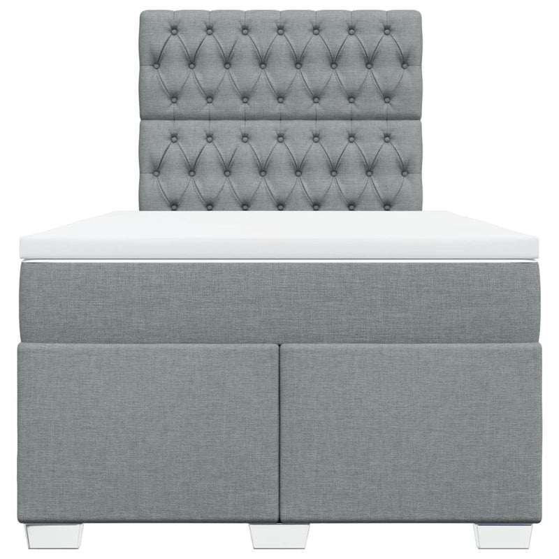 Pat box spring cu saltea, gri deschis, 120x190 cm, textil