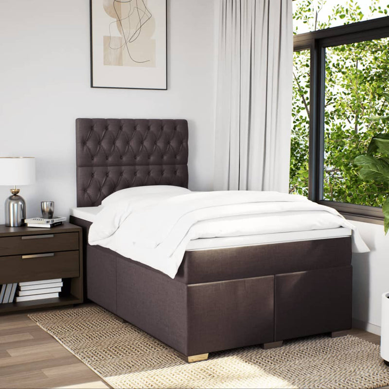 Pat box spring cu saltea, maro închis, 120x190 cm, textil