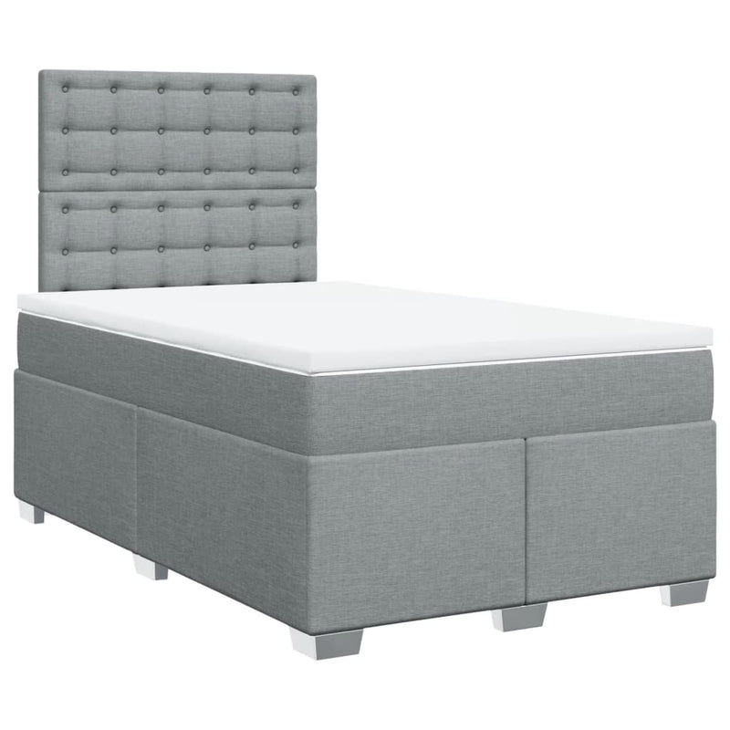 Pat box spring cu saltea, gri deschis, 120x190 cm, textil
