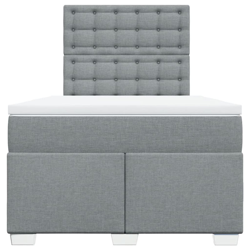 Pat box spring cu saltea, gri deschis, 120x190 cm, textil