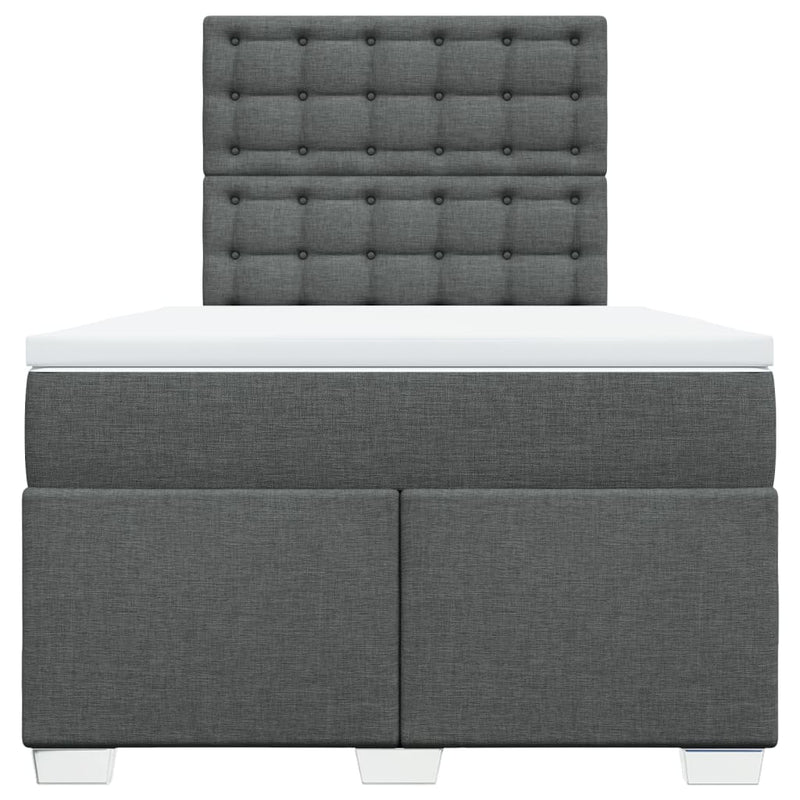 Pat box spring cu saltea, gri închis, 120x190 cm, textil