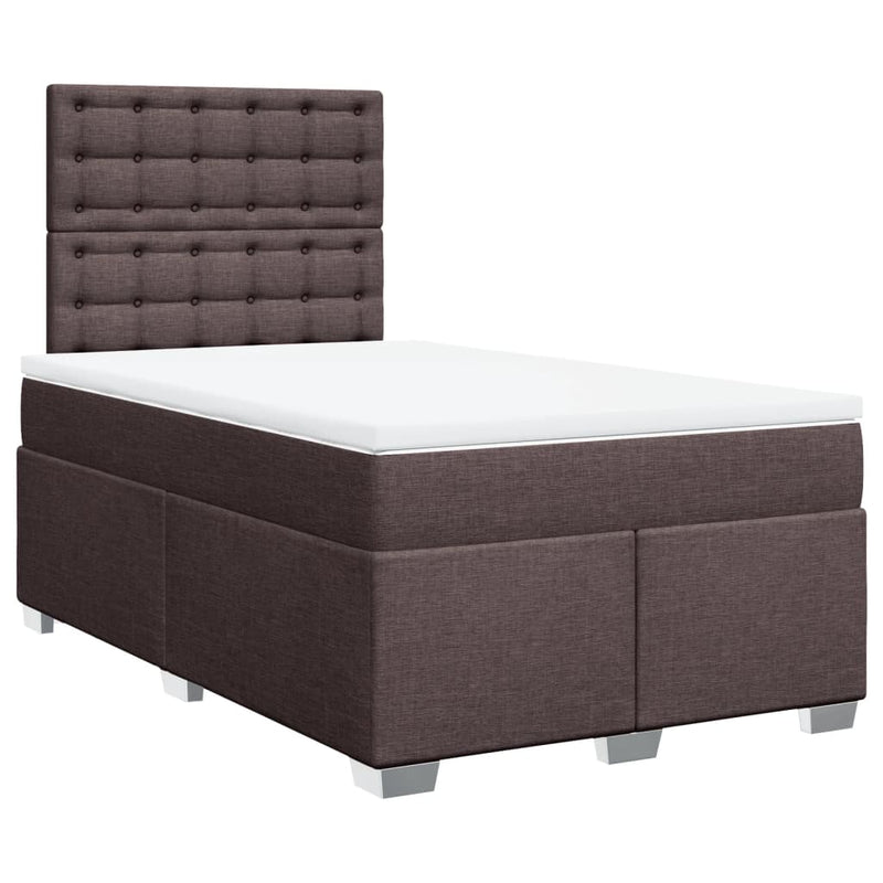 Pat box spring cu saltea, maro închis, 120x190 cm, textil