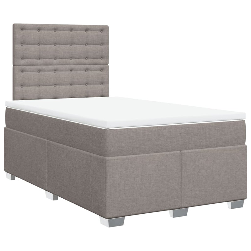 Pat box spring cu saltea, taupe, 120x190 cm material textil