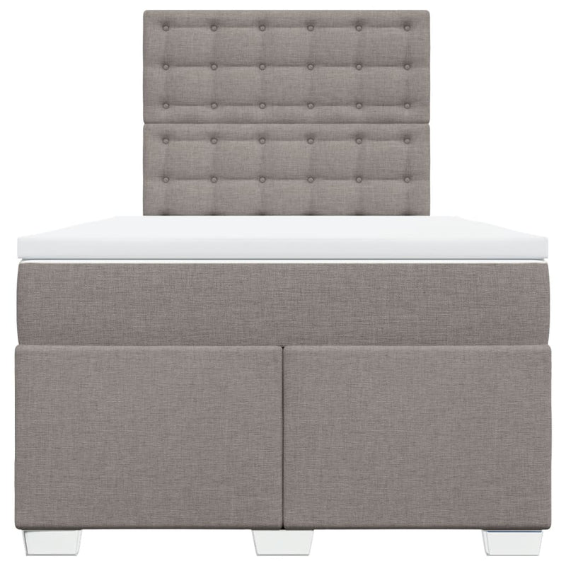 Pat box spring cu saltea, taupe, 120x190 cm material textil