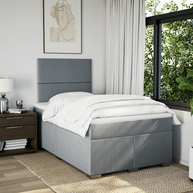 Pat continental cu saltea, gri deschis, 120x200 cm, textil