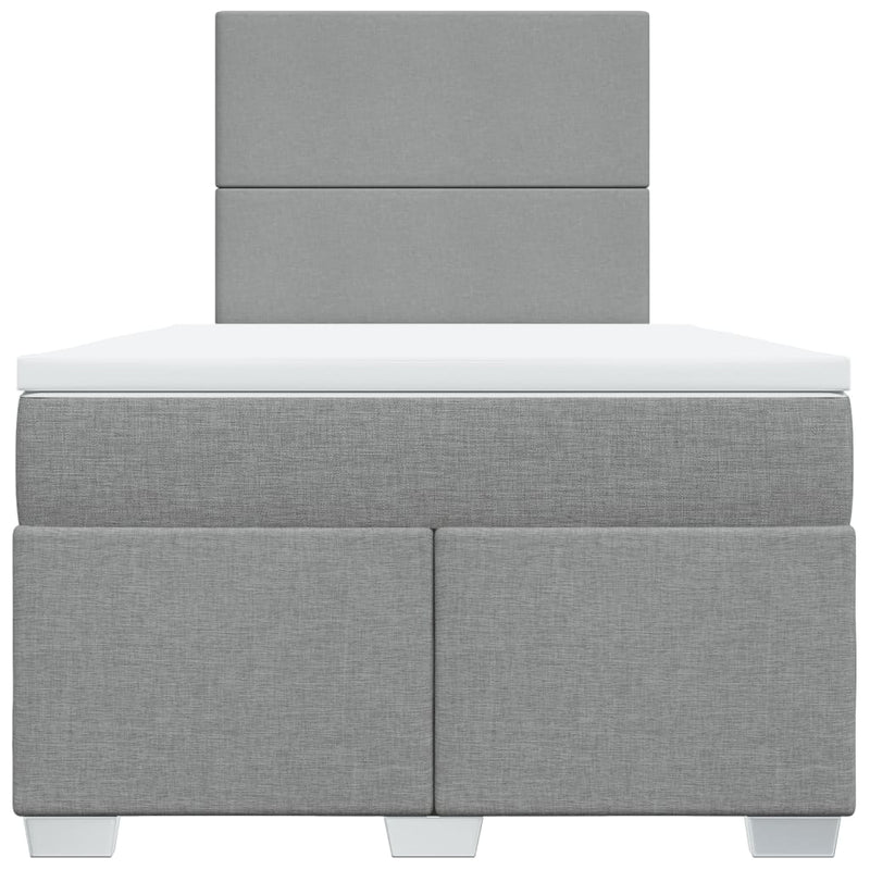 Pat continental cu saltea, gri deschis, 120x200 cm, textil