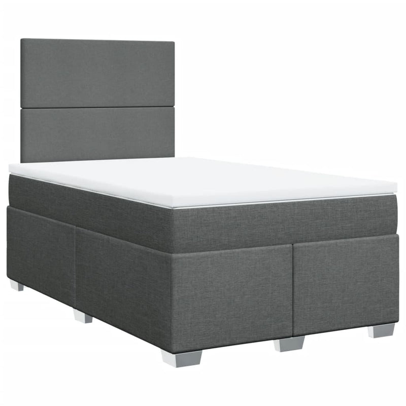 Pat box spring cu saltea, gri închis, 120x200 cm, textil