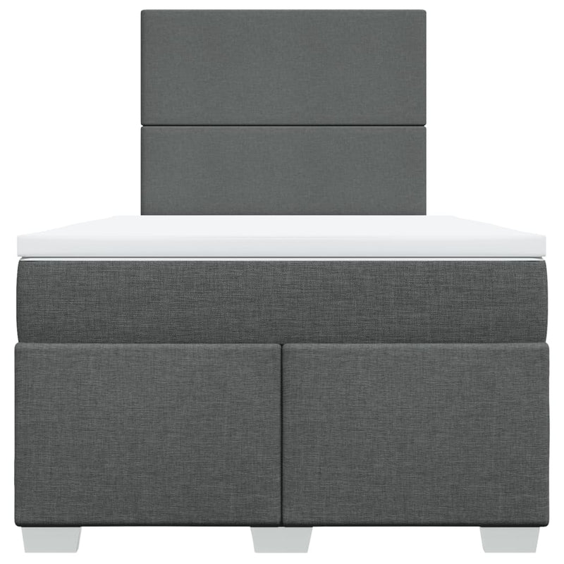 Pat box spring cu saltea, gri închis, 120x200 cm, textil