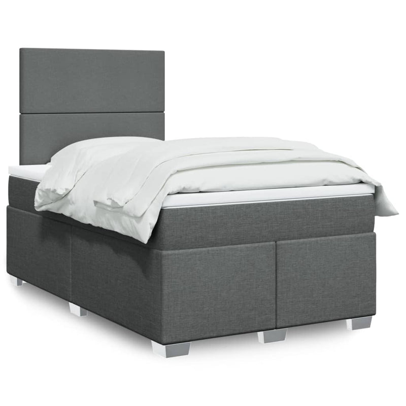 Pat box spring cu saltea, gri închis, 120x200 cm, textil